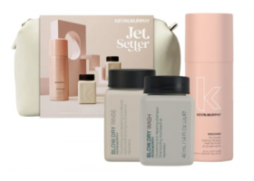 Kevin Murphy (Кевин Мерфи) Набор с Косметичкой Jet Setter ([Блоу.Драй] Шампунь + Кондиционер, [СЭШН.CПРЭЙ ФЛЭКС] Лак подвижной Фиксации) 2*40 мл+100мл+1шт