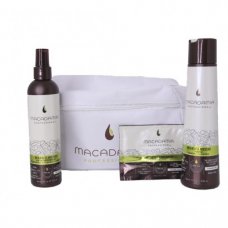 MACADAMIA  (МАКАДАМИЯ ) Набор для тонких волос в белой косметичке (300мл+236 мл+30 мл )/ Weightless Moisture (beauty bag)