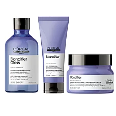 Loreal (Лореаль) Набор Blondifier для блонда: шампунь Gloss, 300 мл + кондиционер, 200 мл + маска, 250 мл
