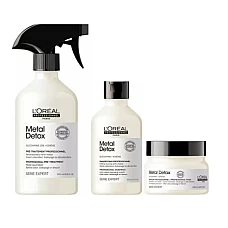 Loreal (Лореаль) Набор Metal Detox для восстановления окрашенных волос: шампунь, 300 мл + маска, 250 мл + спрей, 500 мл